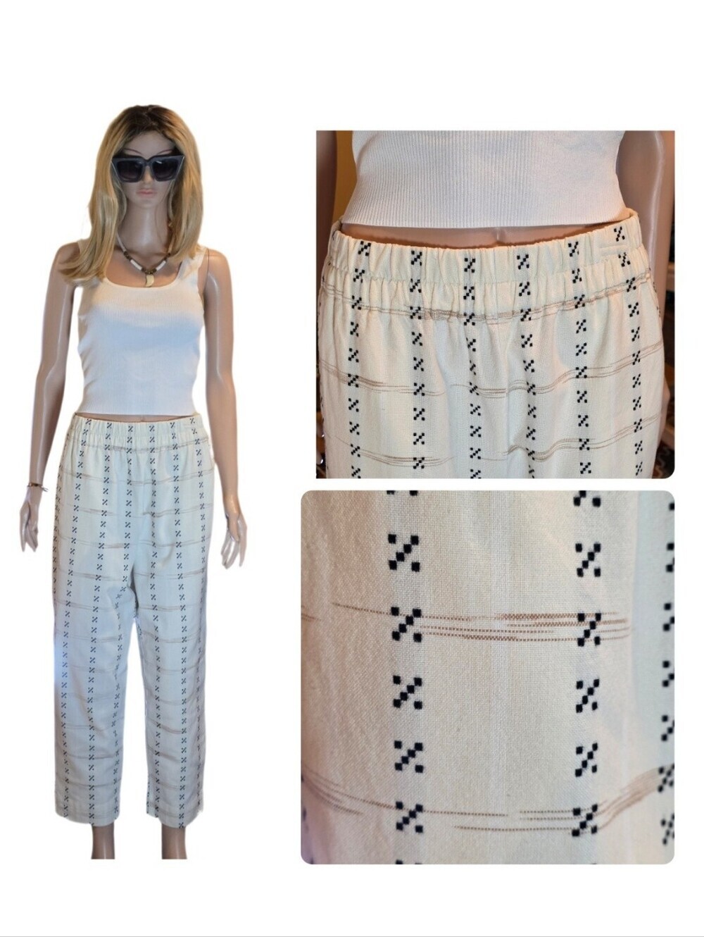 Madewell Jacquard Huston Pull On Cropped Plaid Pants Small EUC